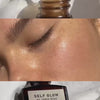 A video of a woman applying Self Glow by James Read tinted tan drops to her face after mixing them with her moisturiser and revealing a beautiful, glowing skin after use.